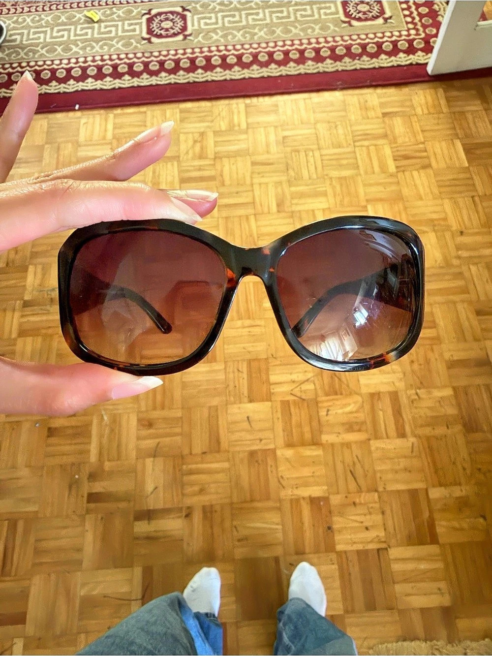 Oscar de la Renta OSC811 215 Oversized Sunglasses in Brown & Black